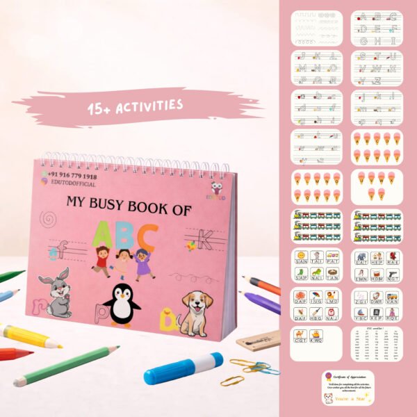 My Busy Book of ABC letter tracing and Velcro activities for kids